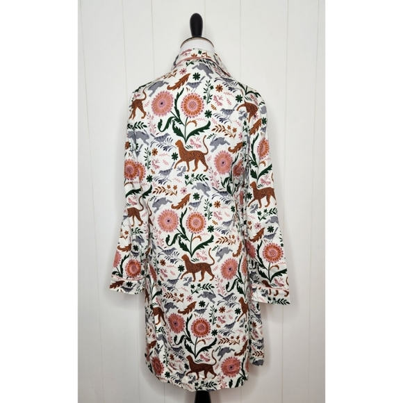 Boden Ivory Jungle Floral Print Cotton Sateen Dressing Gown / Robe Size XS - Picture 4 of 8